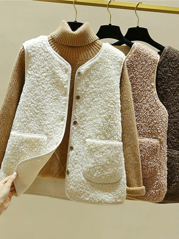 CALORA_ Warme Mouwloos Lamswollen Vest