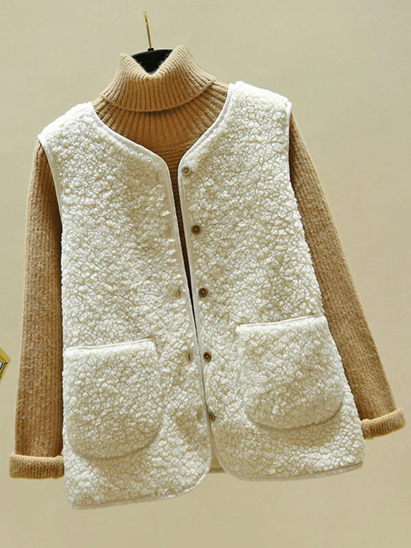 CALORA_ Warme Mouwloos Lamswollen Vest