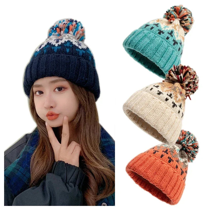 Warme Winter Kerstmis Beanie Muts-Petten-Calora-Blauw-54-60CM-Calora