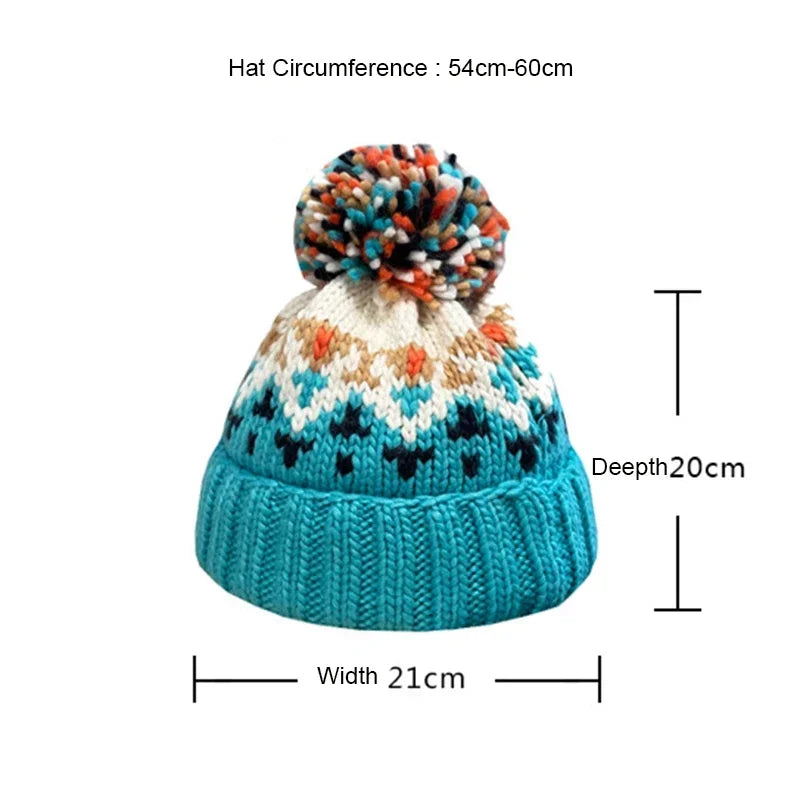 Warme Winter Kerstmis Beanie Muts-Petten-Calora-Blauw-54-60CM-Calora