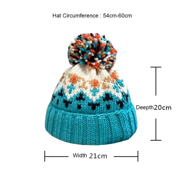 Warme Winter Kerstmis Beanie Muts-Petten-Calora-Blauw-54-60CM-Calora