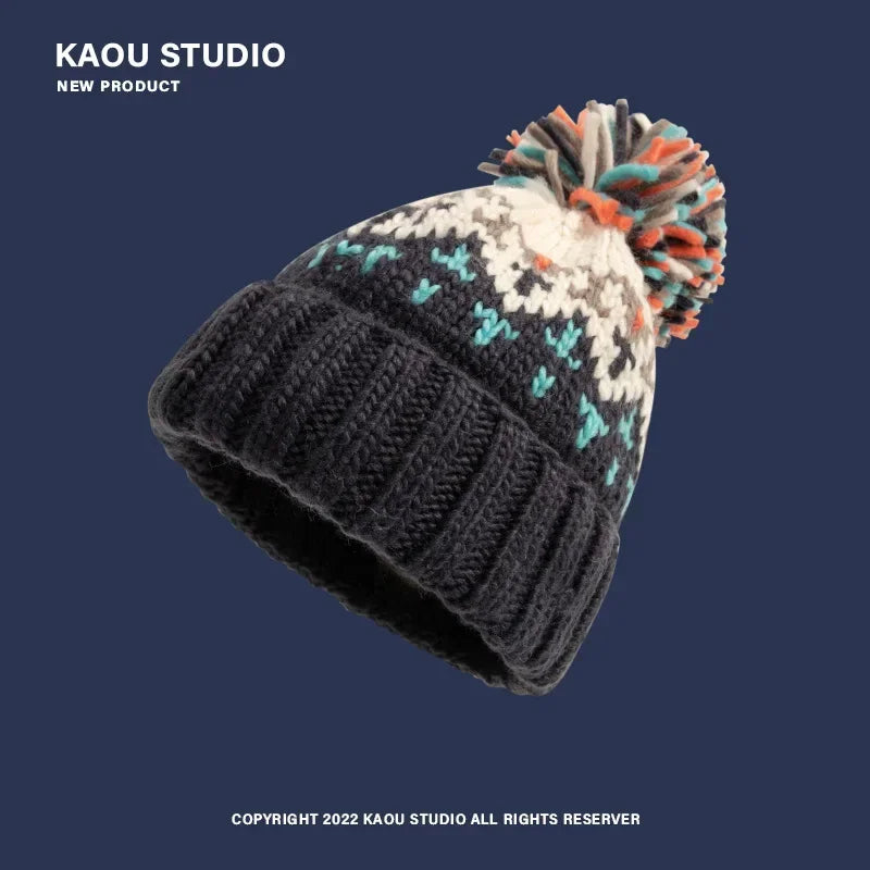 Warme Winter Kerstmis Beanie Muts-Petten-Calora-Blauw-54-60CM-Calora