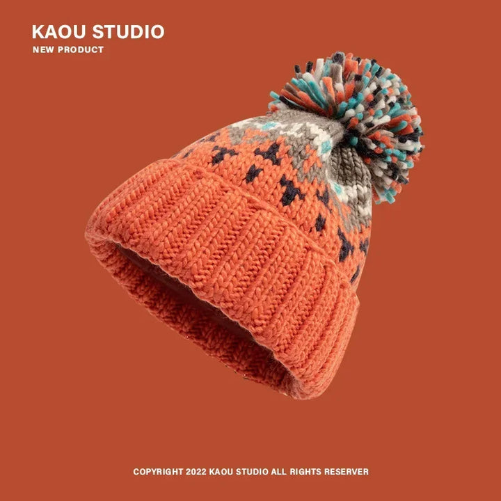 Warme Winter Kerstmis Beanie Muts-Petten-Calora-Oranje-54-60CM-Calora