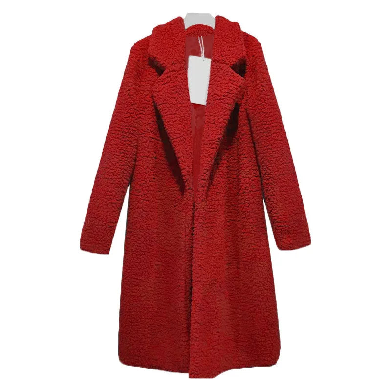 CALORA_ Warme zachte Lange Teddy Winterjas