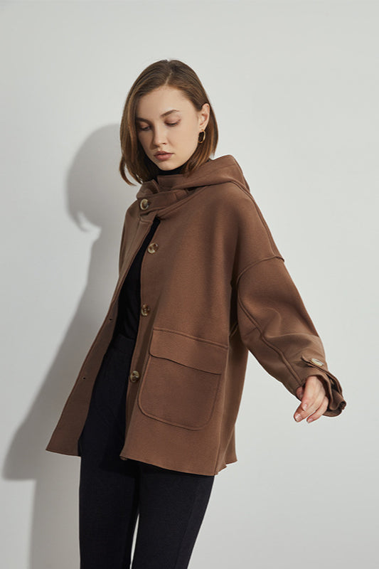 CALORA_ Waterdichte Designer Overhemdjas met Knopen en Lange Mouwen