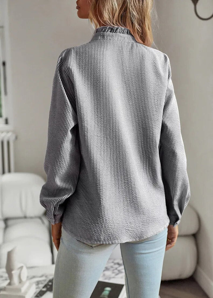 Wies | Elegante lange mouwen blouse met manchetkraag-Blouses-Calora-Blauw-S-Calora