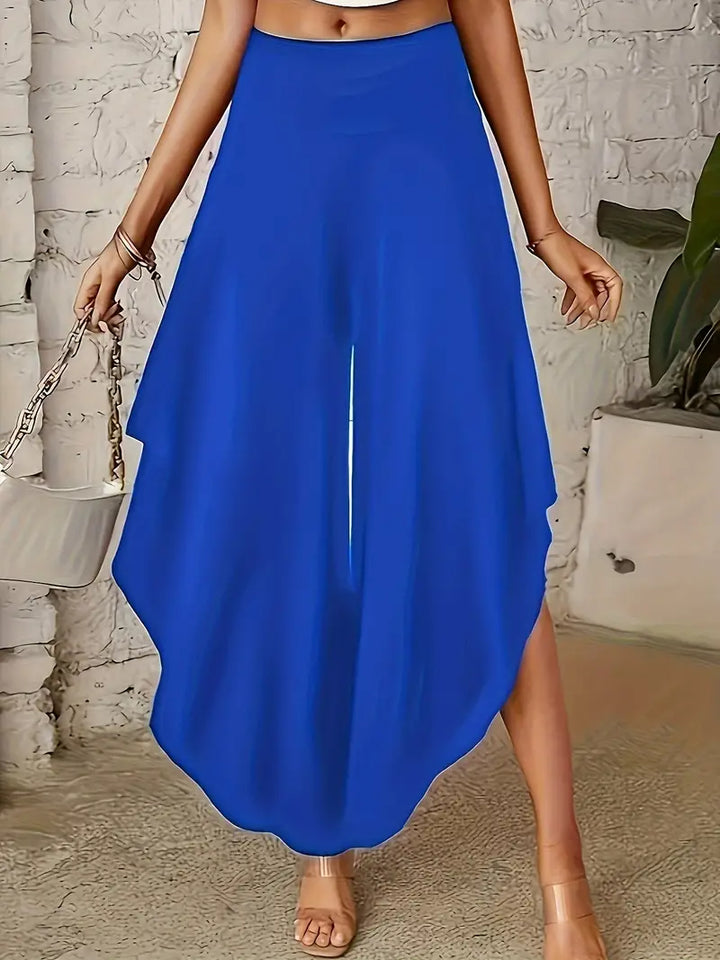 Wijde broek met ruches-Wijde Broeken-Calora-Zwart-S-Calora