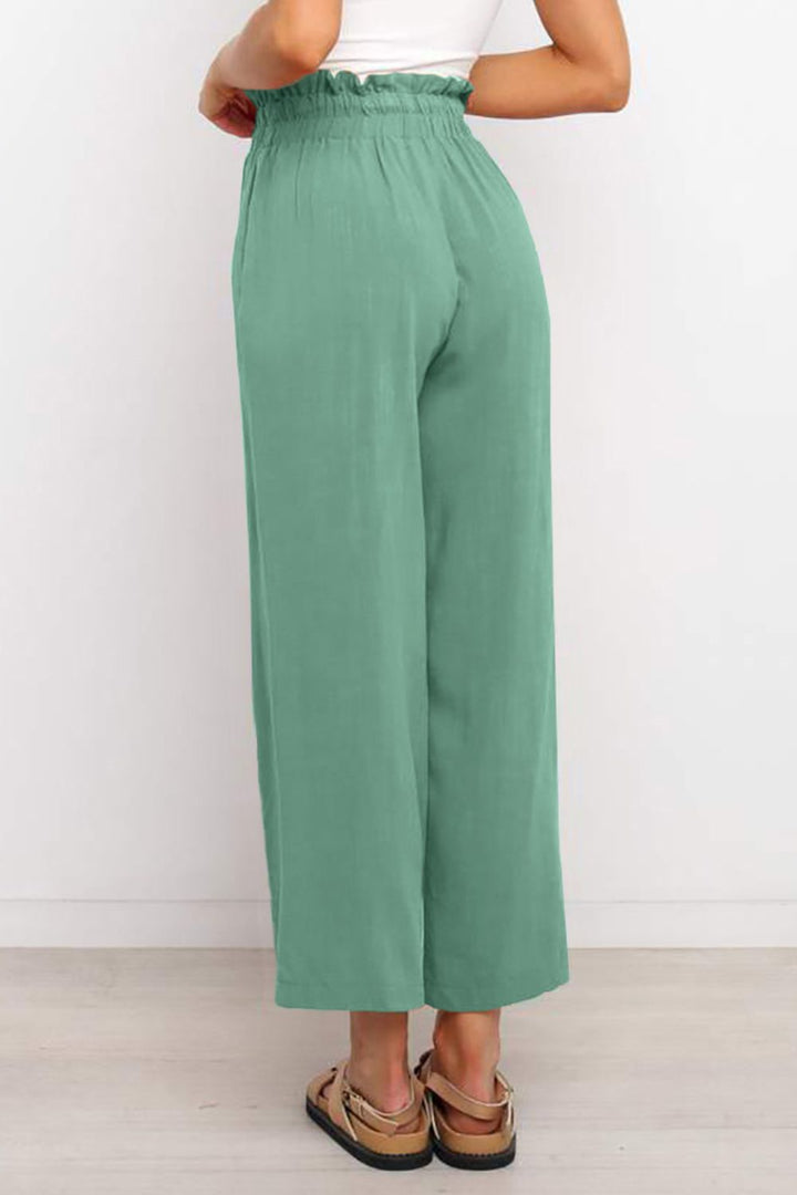 Wijde broek met trekkoord in de taille-Wijde Broeken-Calora-Ivoor-S-Calora