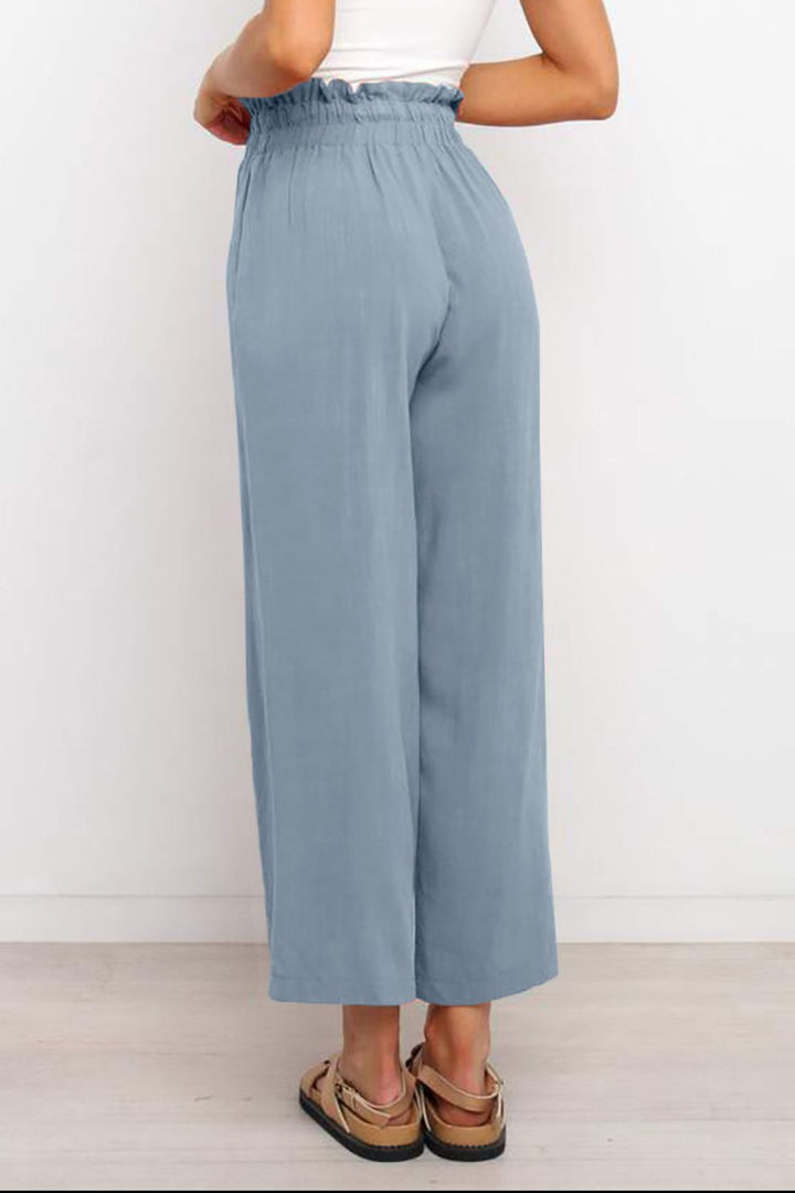 Wijde broek met trekkoord in de taille-Wijde Broeken-Calora-Ivoor-S-Calora