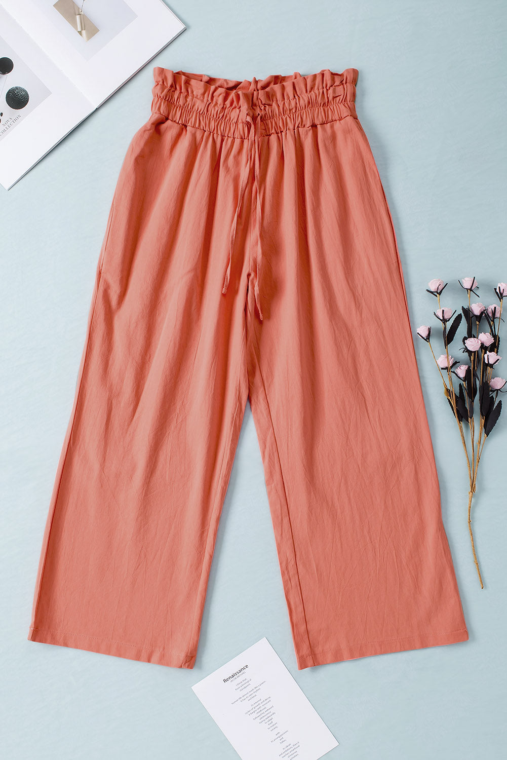 Wijde broek met trekkoord in de taille-Wijde Broeken-Calora-Ivoor-S-Calora