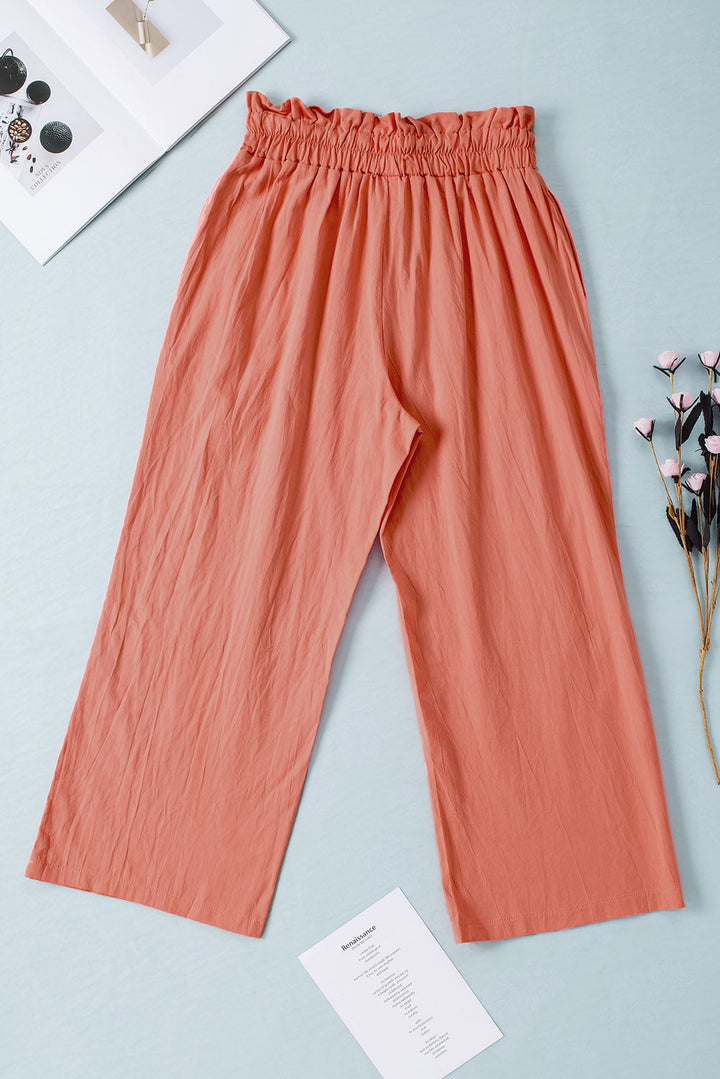 Wijde broek met trekkoord in de taille-Wijde Broeken-Calora-Ivoor-S-Calora