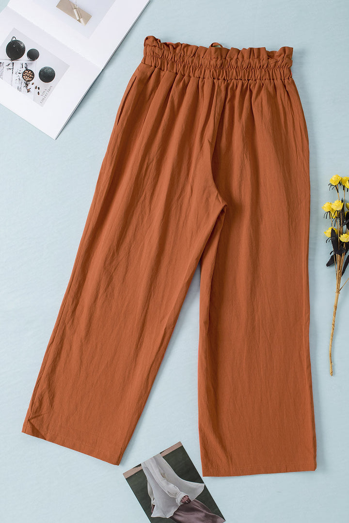 Wijde broek met trekkoord in de taille-Wijde Broeken-Calora-Ivoor-S-Calora