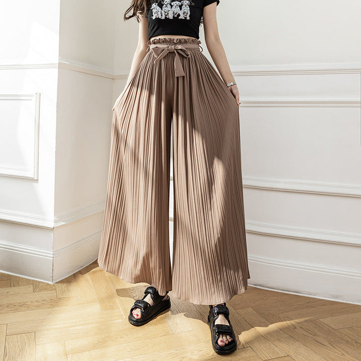 Wijde, geknoopte lange broek-Wijde Broeken-Calora-Bruin-S-Calora