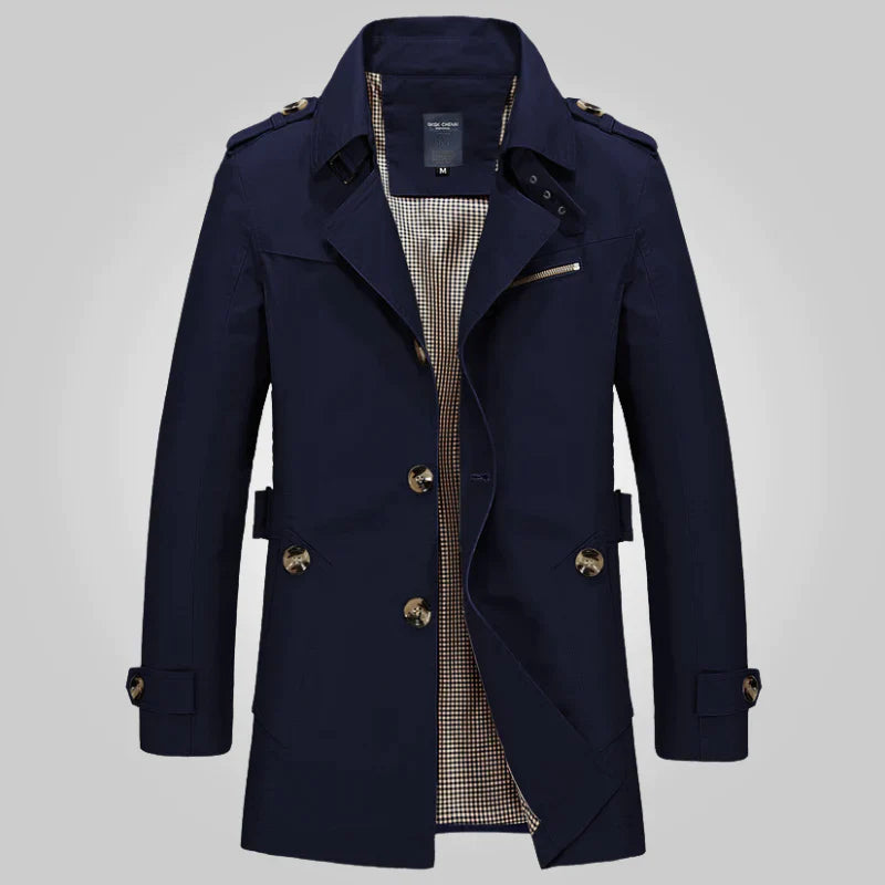 William | Elegante trenchcoat knopen-Zomer Jassen-Calora-Donkerblauw-S-Calora