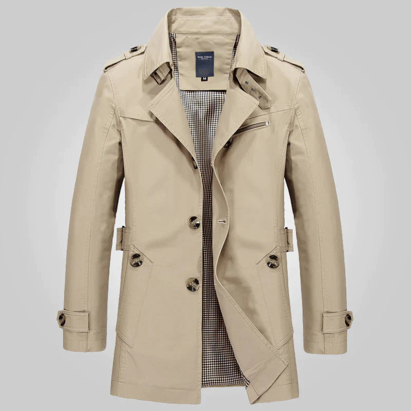William | Elegante trenchcoat knopen-Zomer Jassen-Calora-Khaki-S-Calora