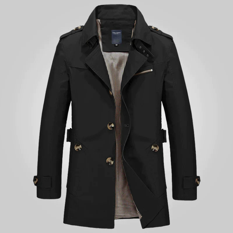 William | Elegante trenchcoat knopen-Zomer Jassen-Calora-Zwart-S-Calora
