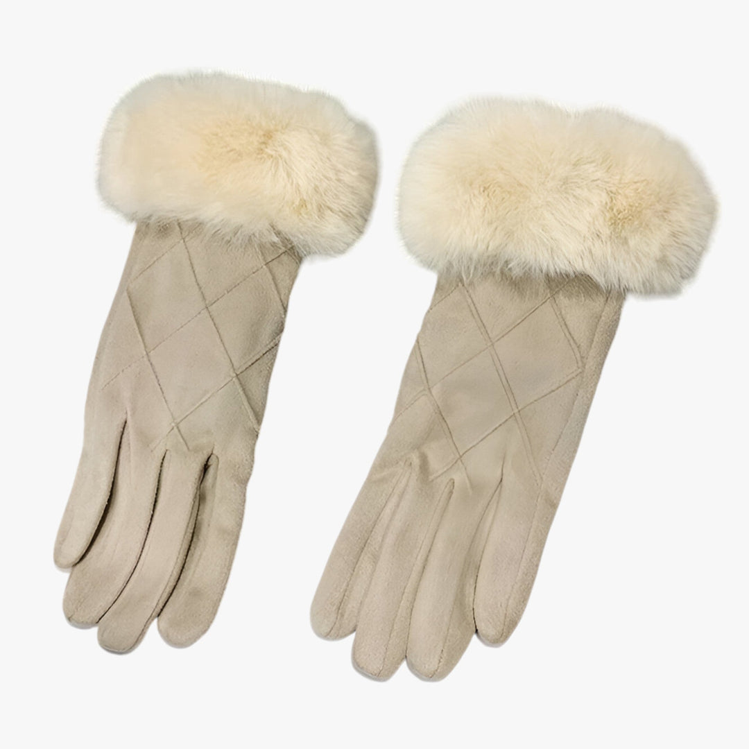 Winter Suede Plaid Handschoenen Touchscreen-Accessoires-Calora-Beige-Calora