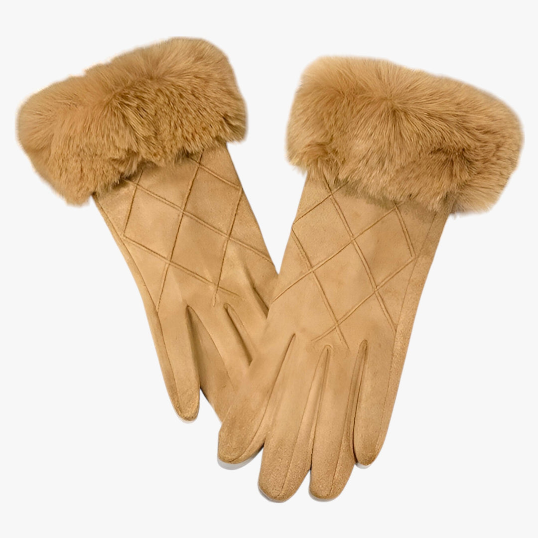 Winter Suede Plaid Handschoenen Touchscreen-Accessoires-Calora-Khaki-Calora