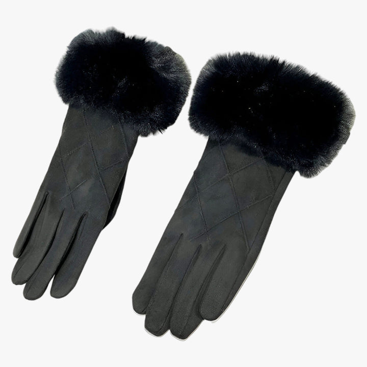 Winter Suede Plaid Handschoenen Touchscreen-Accessoires-Calora-Zwart-Calora