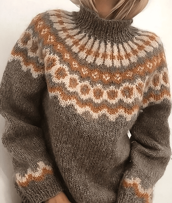 Winter trui met patroon en halve hals-Blazers & Vesten-Calora-Donkergrijs-S-Calora