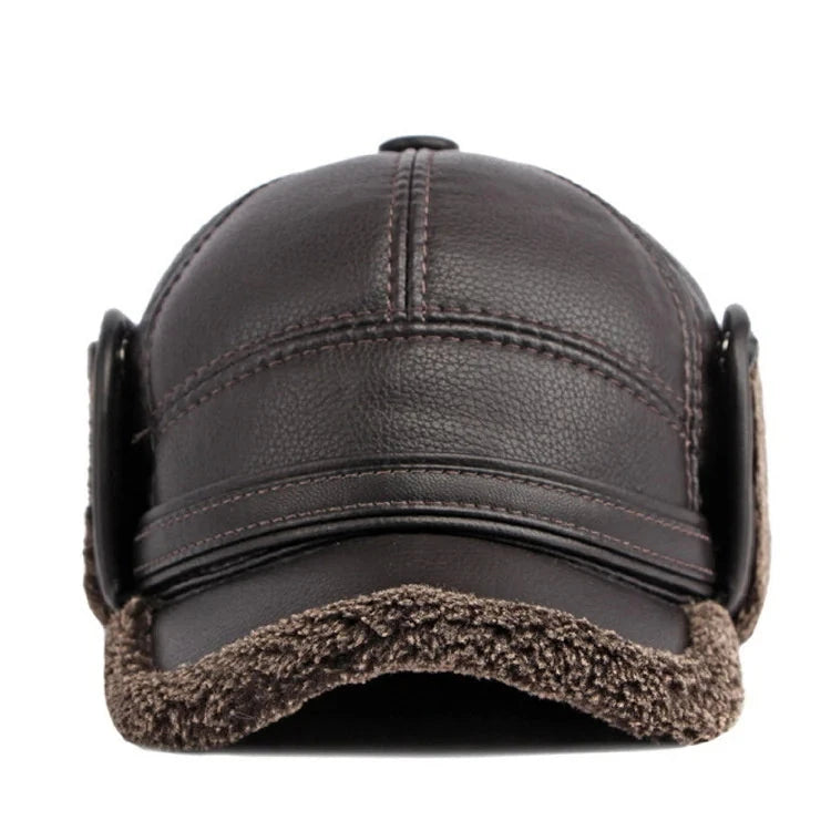 Winter Warm Oorbeschermende en Winddichte Muts van Faux Leer-Petten-Calora-Bruin-L ( 58-60cm )-Calora