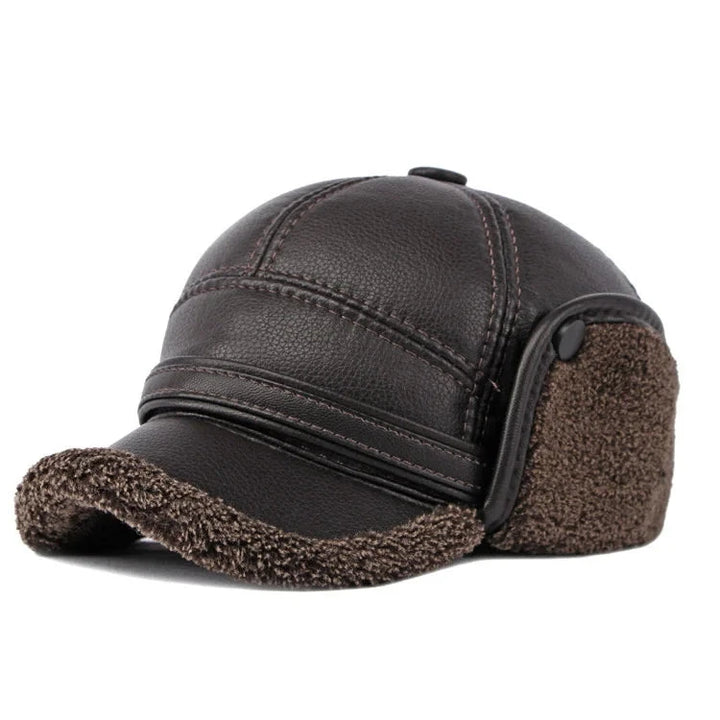Winter Warm Oorbeschermende en Winddichte Muts van Faux Leer-Petten-Calora-Bruin-L ( 58-60cm )-Calora