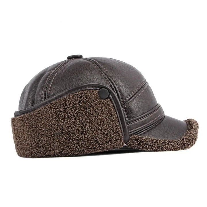 Winter Warm Oorbeschermende en Winddichte Muts van Faux Leer-Petten-Calora-Bruin-L ( 58-60cm )-Calora