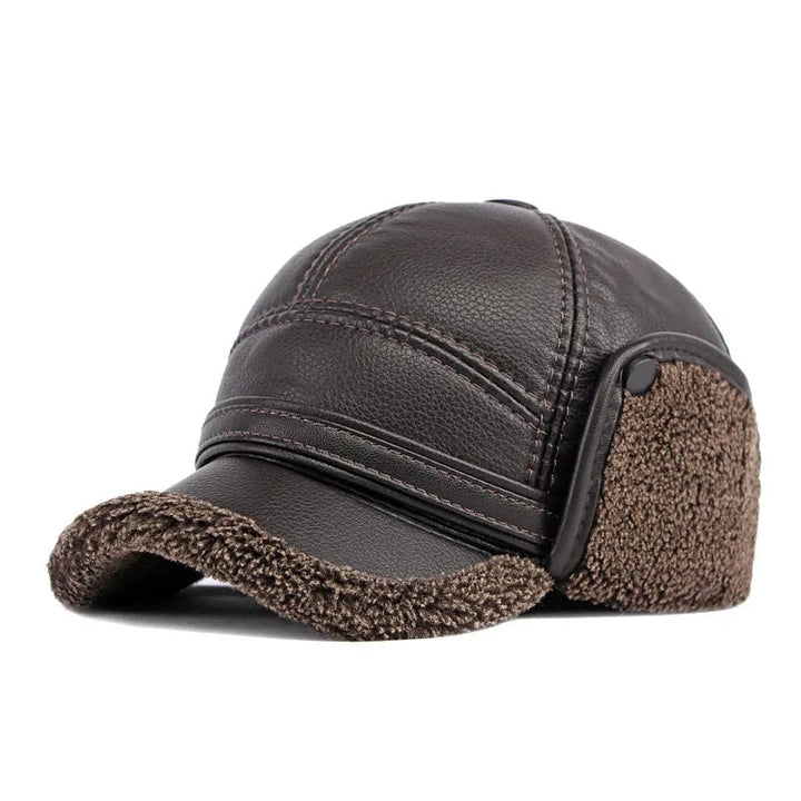 Winter Warm Oorbeschermende en Winddichte Muts van Faux Leer-Petten-Calora-Bruin-L ( 58-60cm )-Calora