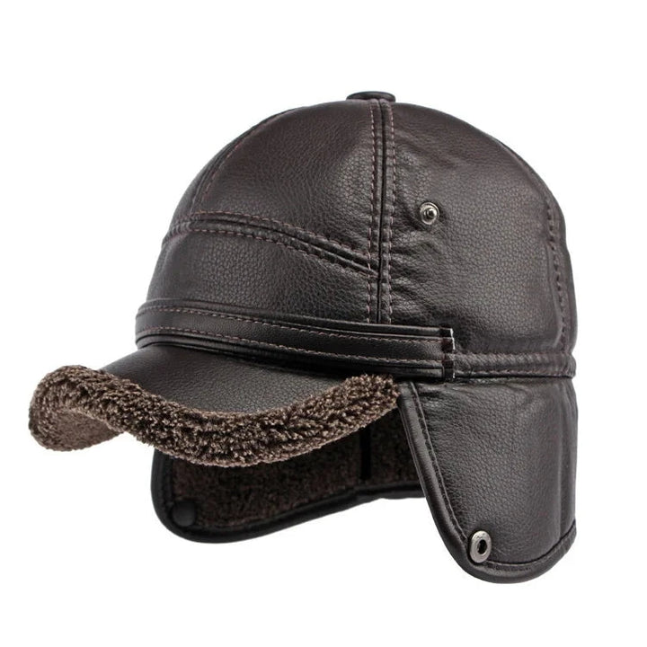 Winter Warm Oorbeschermende en Winddichte Muts van Faux Leer-Petten-Calora-Bruin-L ( 58-60cm )-Calora