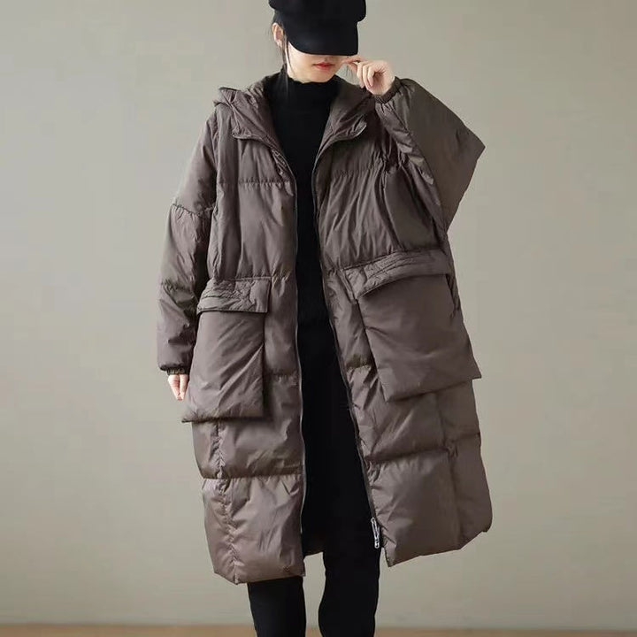 Winterdonsjas met capuchon, rits zakken in plus maat-Zomer Jassen-Calora-Groen-S-Calora