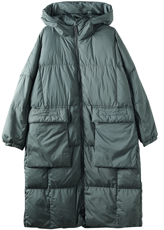 Winterdonsjas met capuchon, rits zakken in plus maat-Zomer Jassen-Calora-Groen-S-Calora