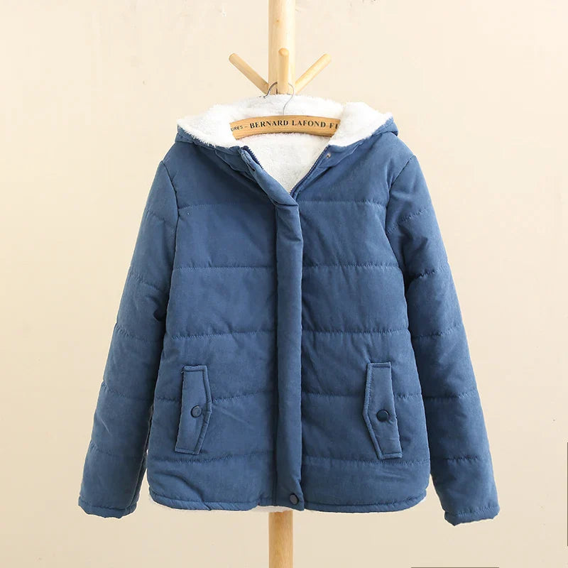 Winterjas met capuchon en fleecevoering voor dames-Zomer Jassen-Calora-Blauw-M-Calora
