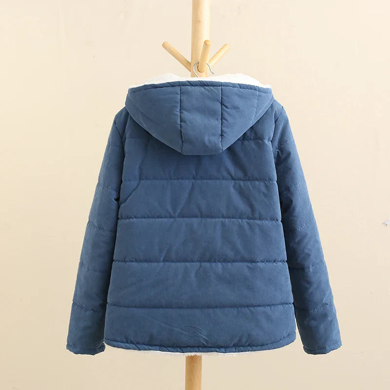 Winterjas met capuchon en fleecevoering voor dames-Zomer Jassen-Calora-Blauw-M-Calora