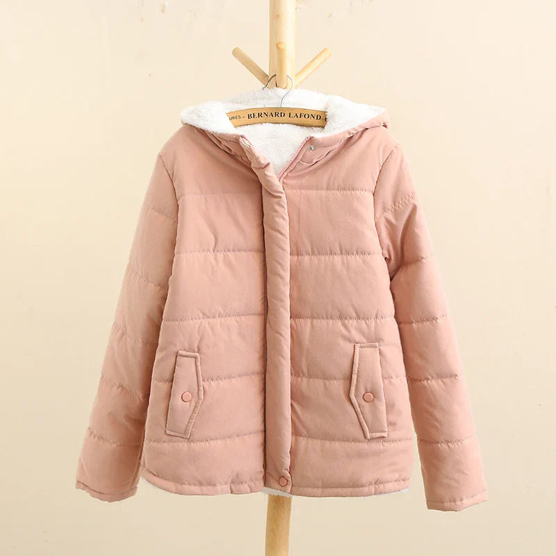 Winterjas met capuchon en fleecevoering voor dames-Zomer Jassen-Calora-Roze-M-Calora