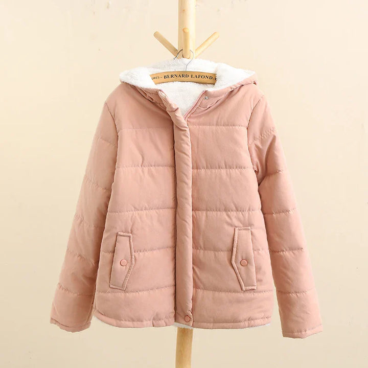 Winterjas met capuchon en fleecevoering voor dames-Zomer Jassen-Calora-Roze-M-Calora