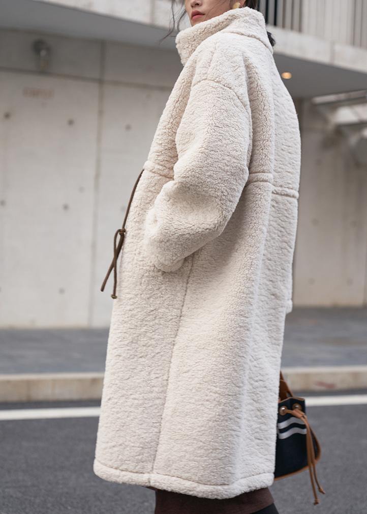 Wollen Fleece Winter Jas - Plus Size met Hoge Hals en Trekkoord-Zomer Jassen-Calora-S-Calora
