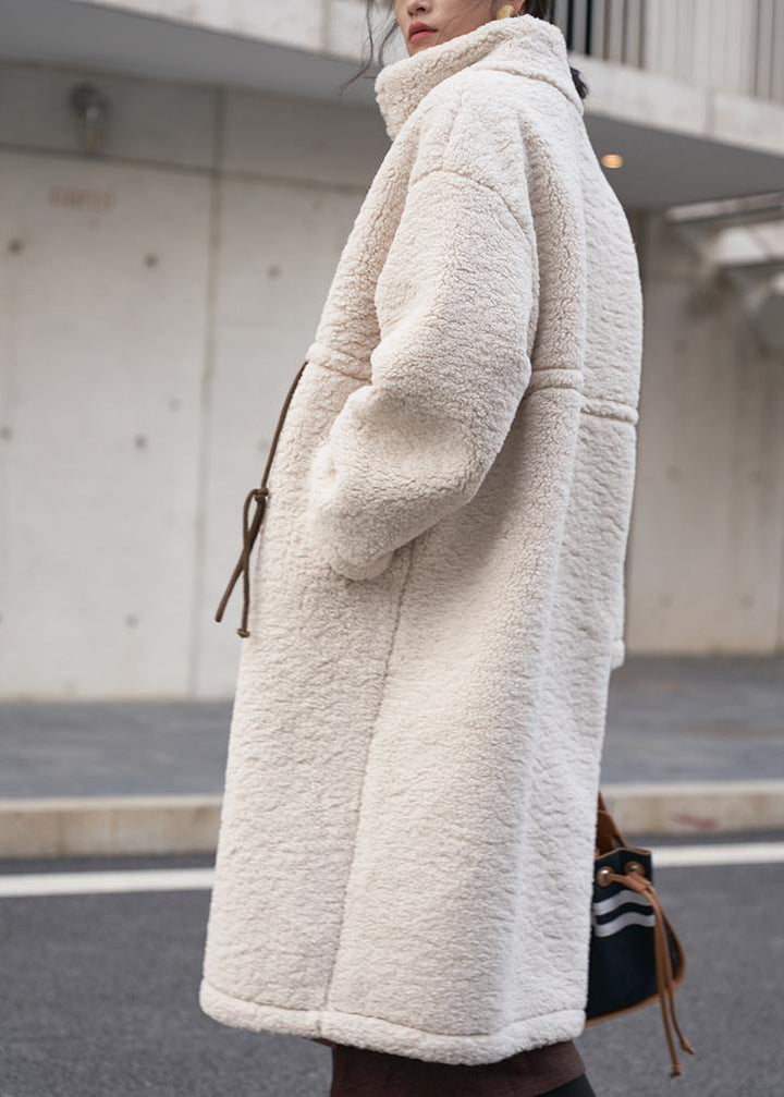 Wollen Fleece Winter Jas - Plus Size met Hoge Hals en Trekkoord-Zomer Jassen-Calora-S-Calora