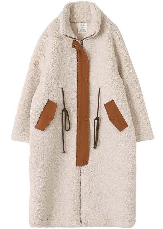 Wollen Fleece Winter Jas - Plus Size met Hoge Hals en Trekkoord-Zomer Jassen-Calora-S-Calora