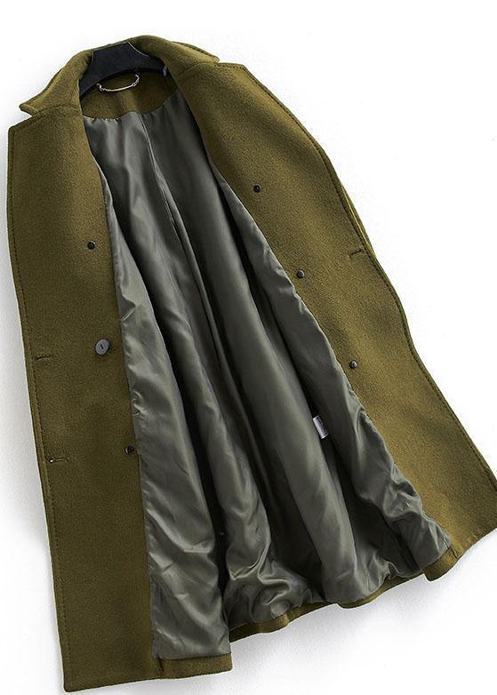 CALORA_ Wollen Lange Winter Jas met Dubbele Borst in plus maat