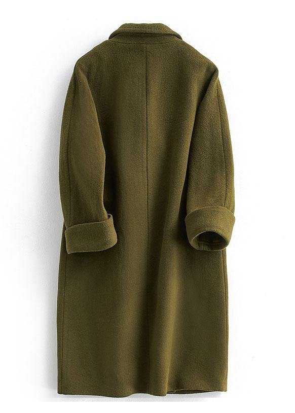 CALORA_ Wollen Lange Winter Jas met Dubbele Borst in plus maat