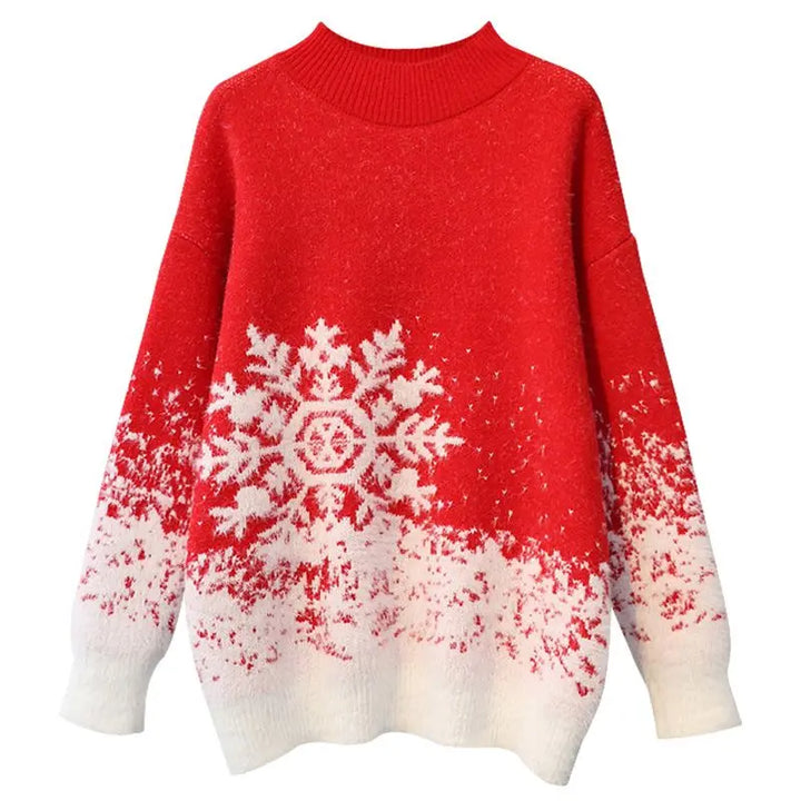 XMAS | Dames kerst sneeuwvlok trui ronde hals-Blazers & Vesten-Calora-Roze-S-Calora