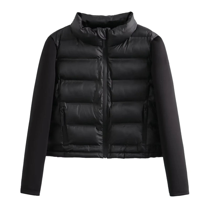 Yolanda | Winterjas voor dames met inkeping in de hals en ritssluiting-Zomer Jassen-Calora-Zwart-XS-Calora
