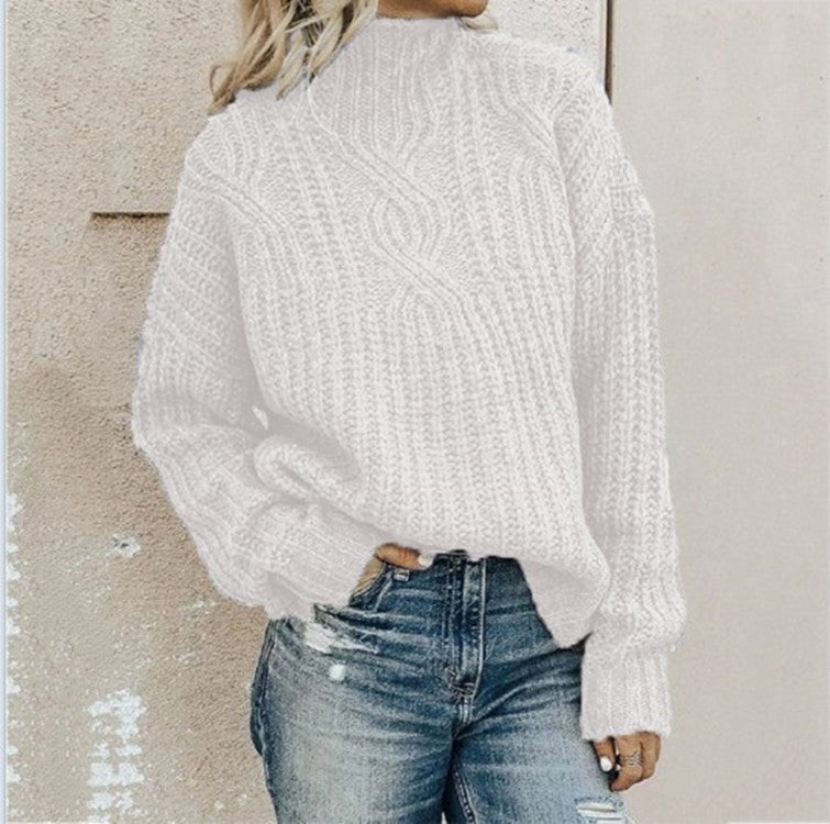 Yvonne | Dames hoge kraag gedraaide gebreide trui-Blazers & Vesten-Calora-Groen-S-Calora