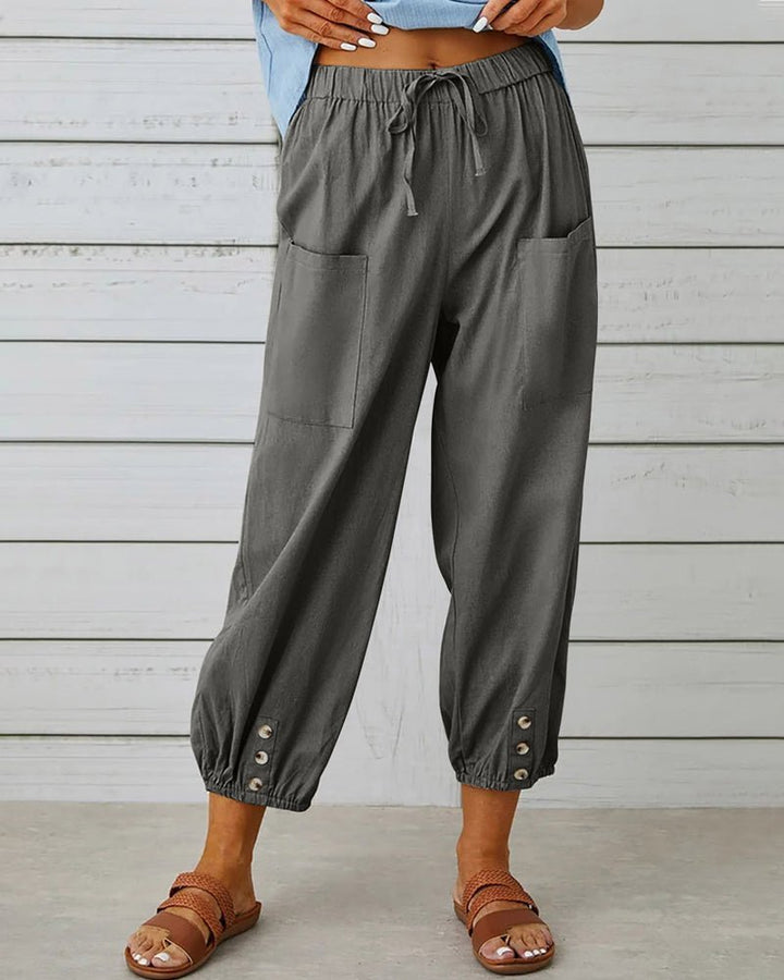 Zafina | Hoge Taille Broek-Pantalons-Calora-Donker Blauw-S-Calora