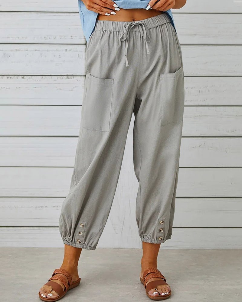 Zafina | Hoge Taille Broek-Pantalons-Calora-Grijs-S-Calora