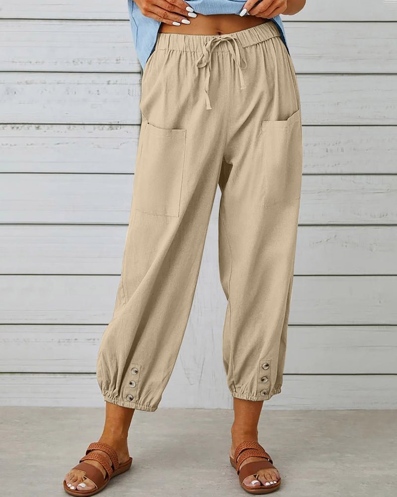 Zafina | Hoge Taille Broek-Pantalons-Calora-Khaki-S-Calora