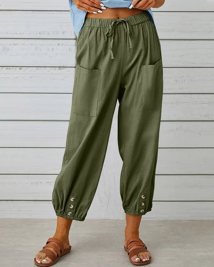 Zafina | Hoge Taille Broek-Pantalons-Calora-Leger Groen-S-Calora