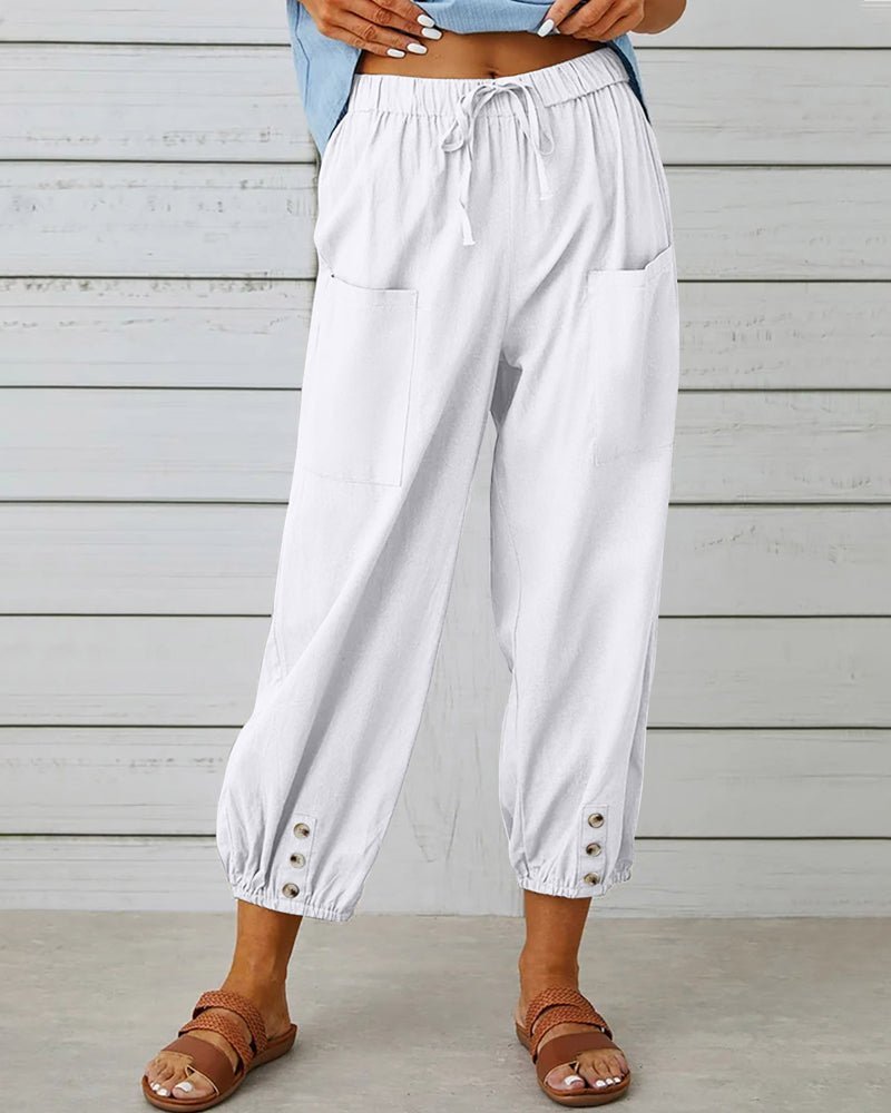Zafina | Hoge Taille Broek-Pantalons-Calora-Wit-S-Calora
