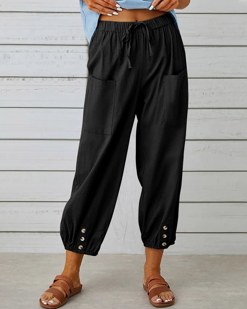 Zafina | Hoge Taille Broek-Pantalons-Calora-Zwart-S-Calora