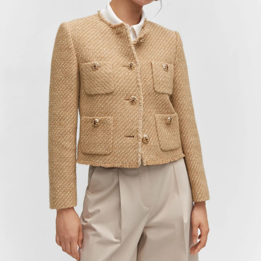 Zaina | Chique Jas met knopen-Zomer Jassen-Calora-Bruin-XS-Calora